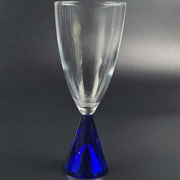 Sasaki Eon Blue Glass - Japanese - Blown Glasses - Vintage  Vintage - Water/Wine Goblet Eon Blue by Sasaki - Set of 5 - 7.5\